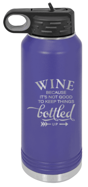 Wine Bottled Up - 32oz Mug Laser Engraved- Purple