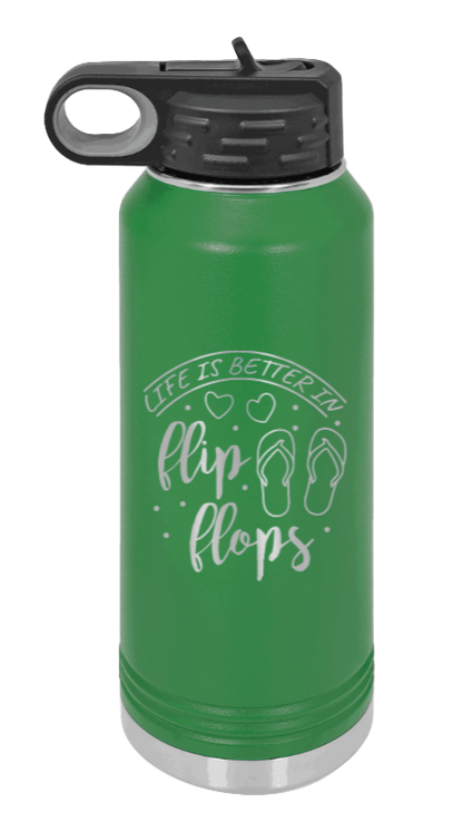 Life Is Better In Flip Flops - 32oz Mug Laser Engraved- Green