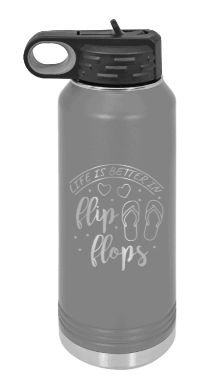 Life Is Better In Flip Flops - 32oz Mug Laser Engraved- Dark Grey