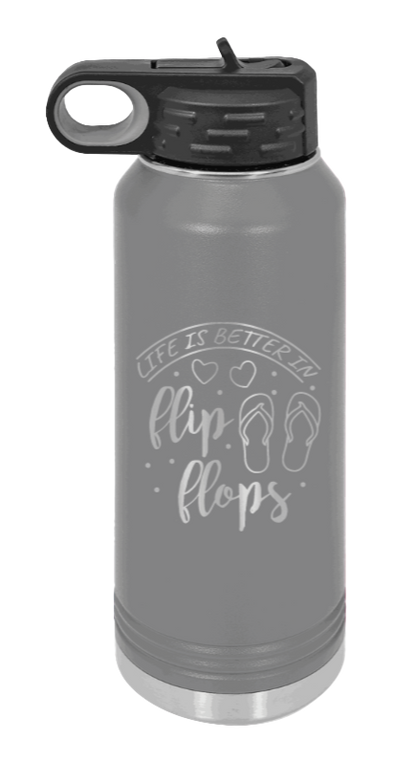 Life Is Better In Flip Flops - 32oz Mug Laser Engraved- Dark Grey