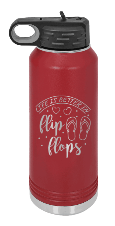 Life Is Better In Flip Flops - 32oz Mug Laser Engraved- Maroon