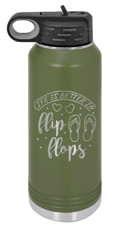 Life Is Better In Flip Flops - 32oz Mug Laser Engraved- Olive