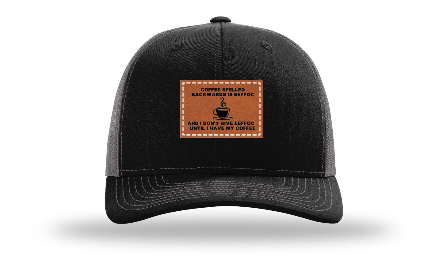 Coffee Spelled Backwards Leather Patch Richardson 112 Hat