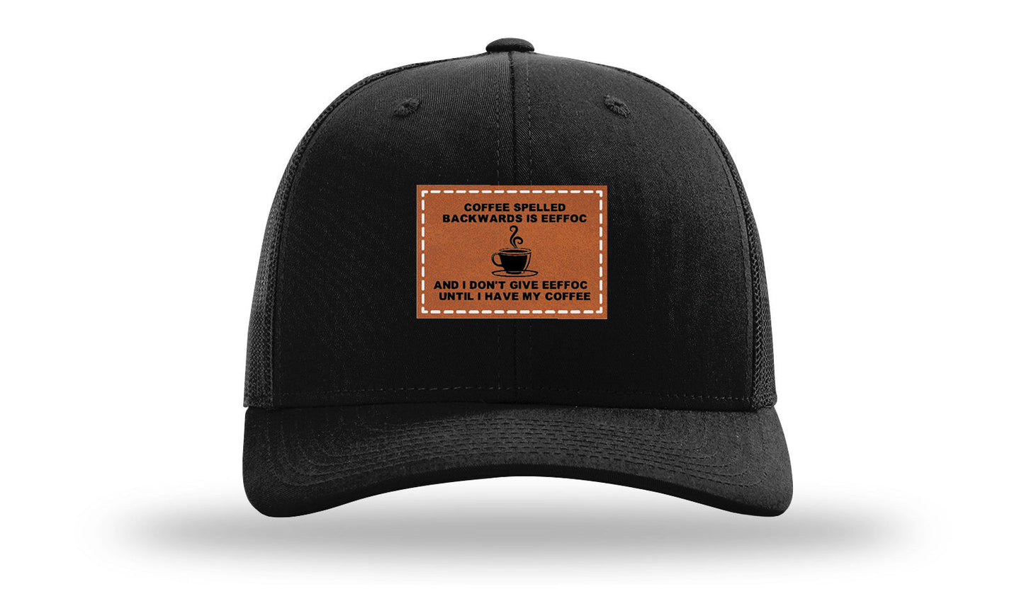 Coffee Spelled Backwards Leather Patch Richardson 112 Hat