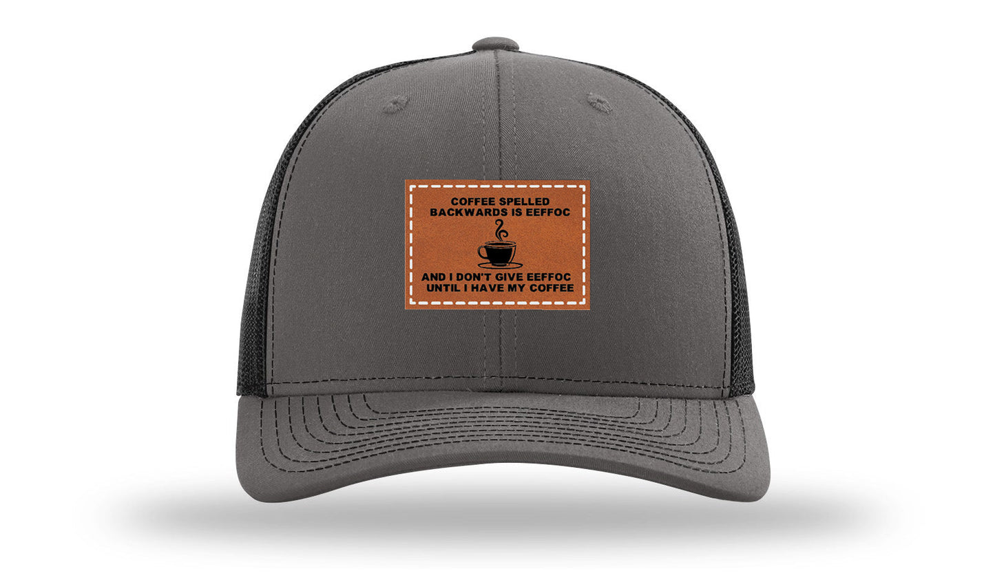 Coffee Spelled Backwards Leather Patch Richardson 112 Hat