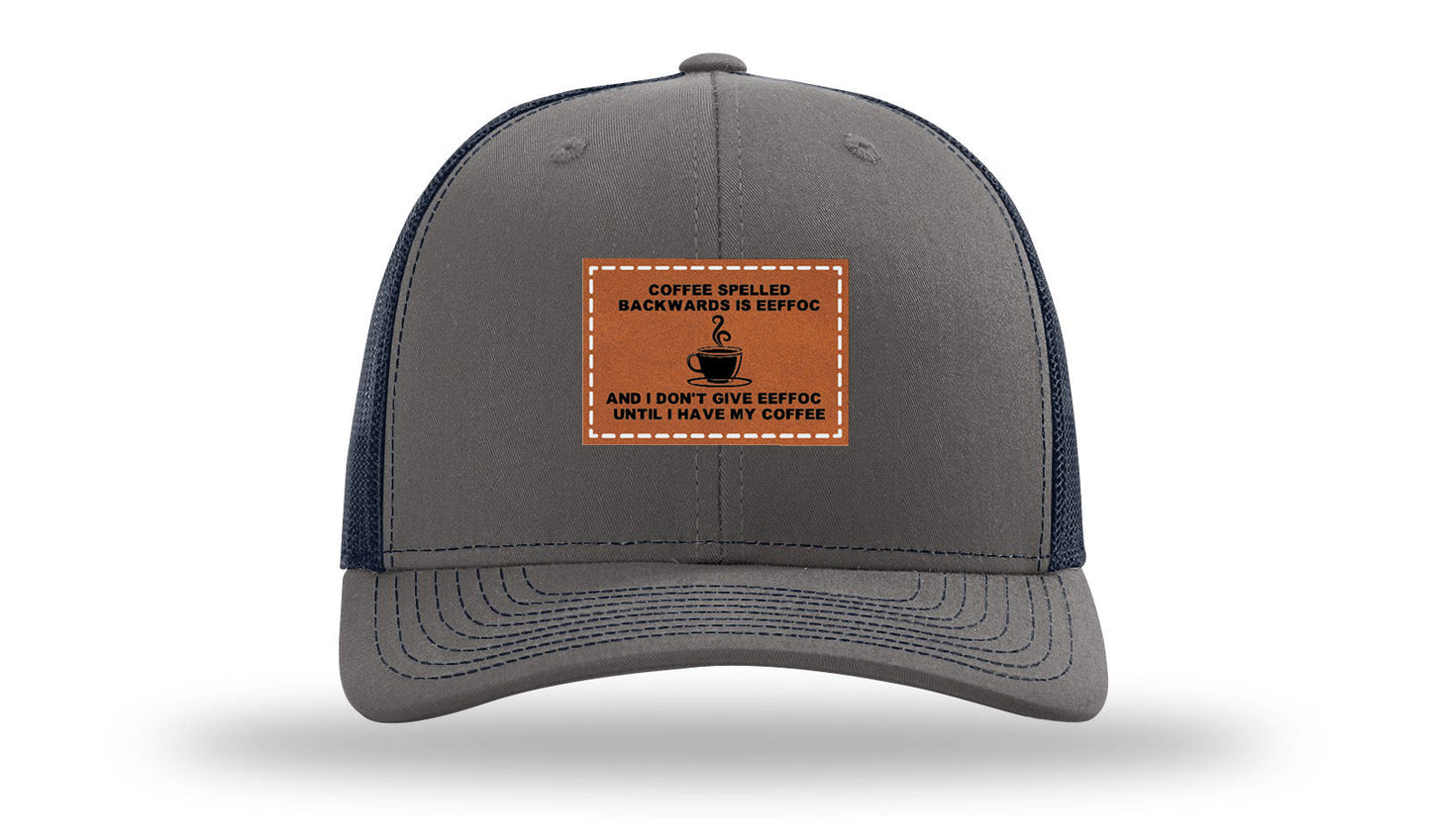Coffee Spelled Backwards Leather Patch Richardson 112 Hat