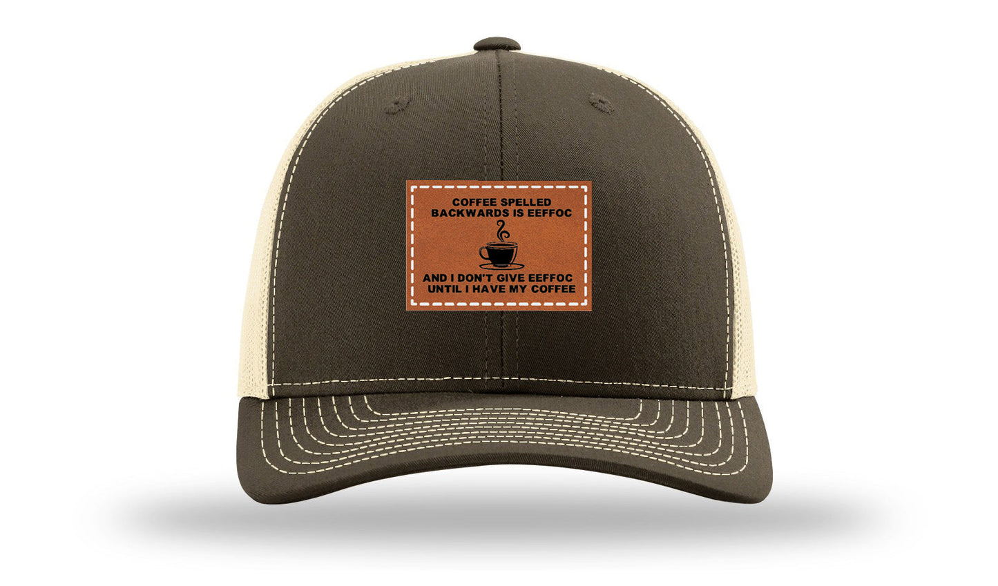 Coffee Spelled Backwards Leather Patch Richardson 112 Hat