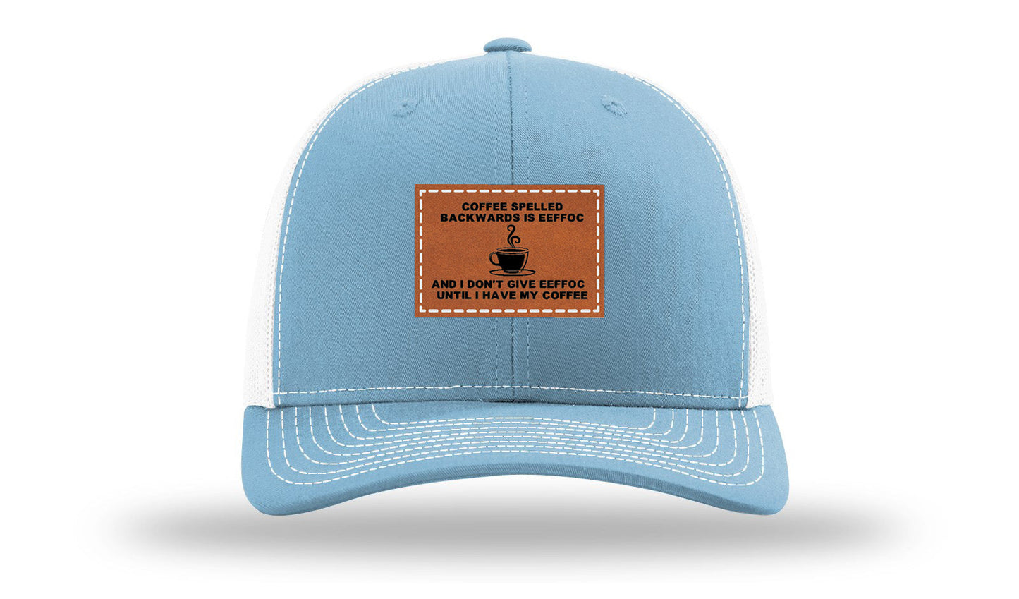 Coffee Spelled Backwards Leather Patch Richardson 112 Hat