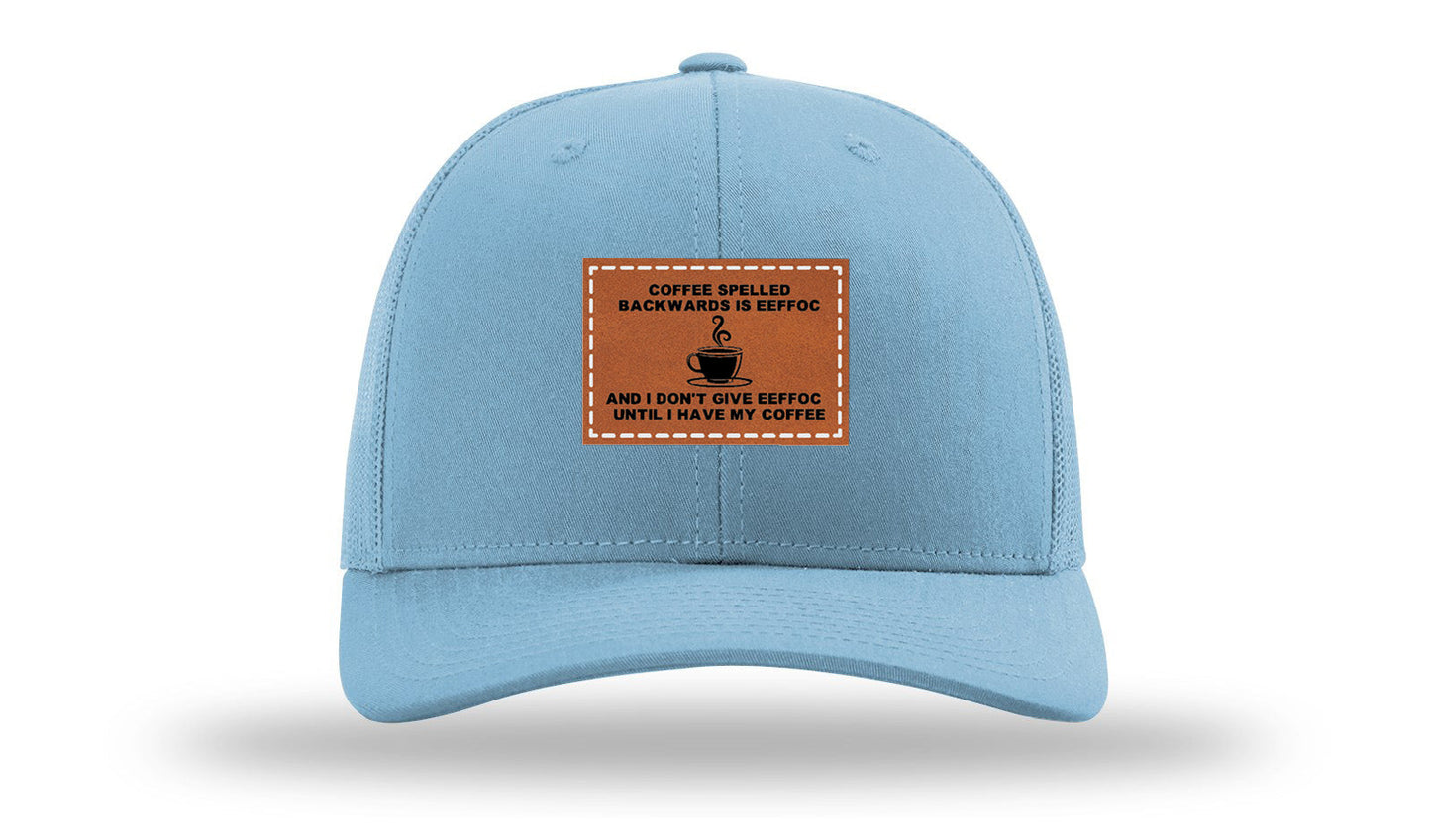 Coffee Spelled Backwards Leather Patch Richardson 112 Hat