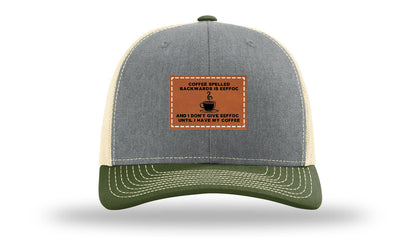 Coffee Spelled Backwards Leather Patch Richardson 112 Hat