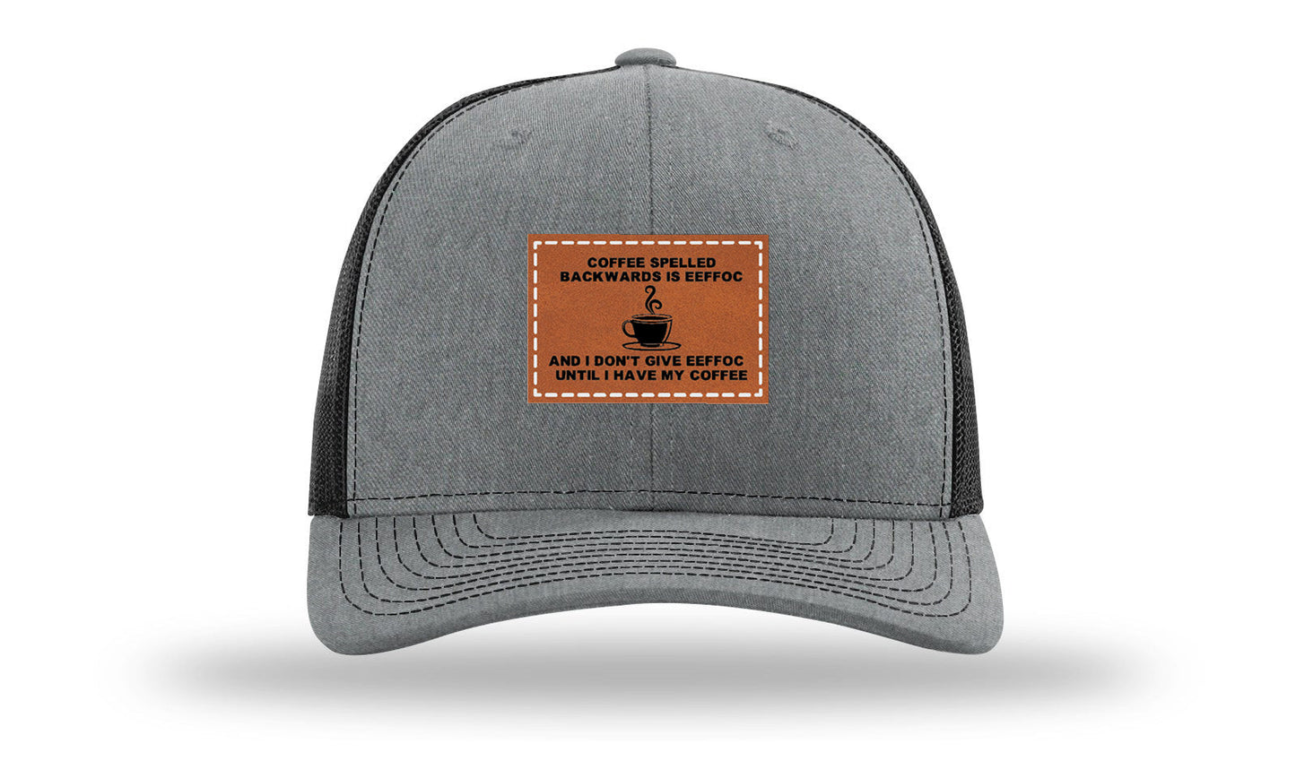 Coffee Spelled Backwards Leather Patch Richardson 112 Hat