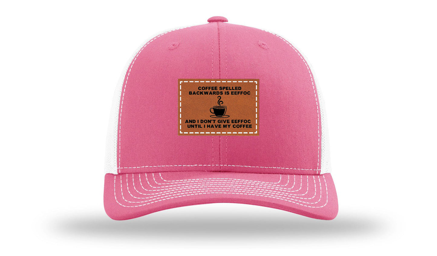 Coffee Spelled Backwards Leather Patch Richardson 112 Hat