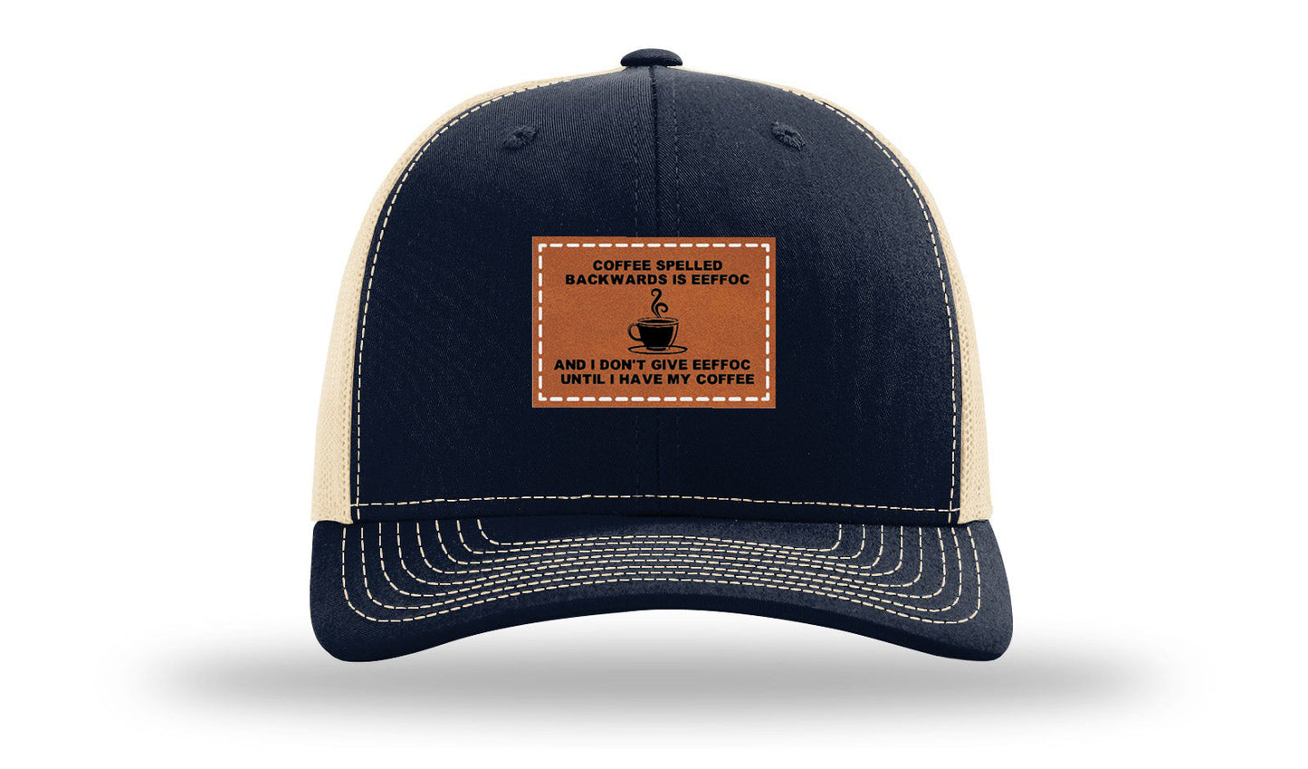 Coffee Spelled Backwards Leather Patch Richardson 112 Hat
