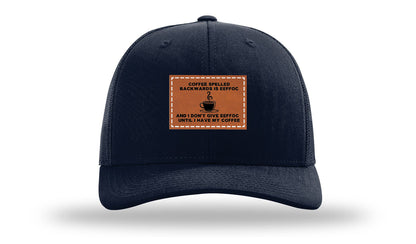 Coffee Spelled Backwards Leather Patch Richardson 112 Hat