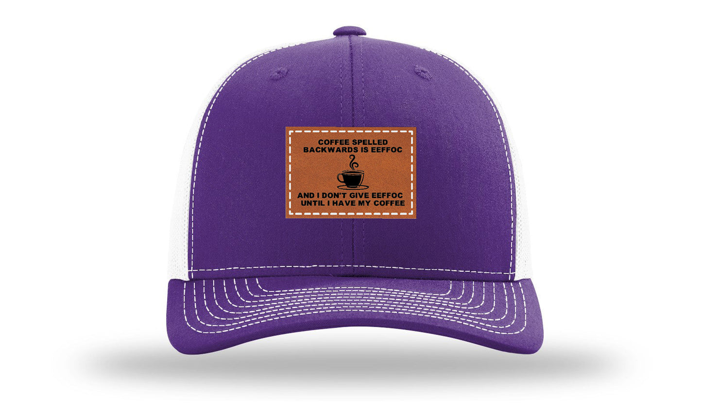 Coffee Spelled Backwards Leather Patch Richardson 112 Hat