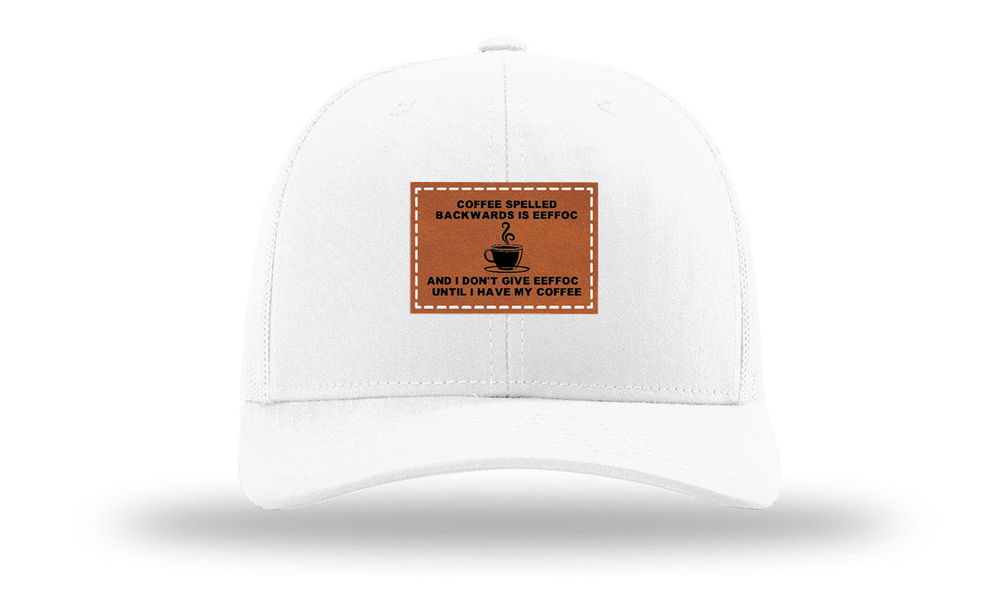 Coffee Spelled Backwards Leather Patch Richardson 112 Hat