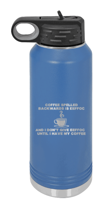 Coffee Spelled Backwards - 32oz Mug Laser Engraved- Royal Blue