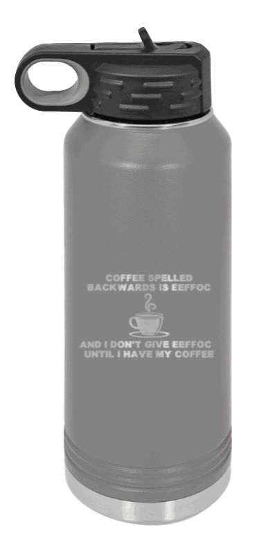 Coffee Spelled Backwards - 32oz Mug Laser Engraved- Dark Grey