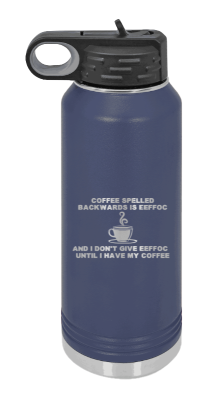Coffee Spelled Backwards - 32oz Mug Laser Engraved- Navy