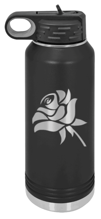 Rose - 32oz Water Bottle Laser Engraved- Black
