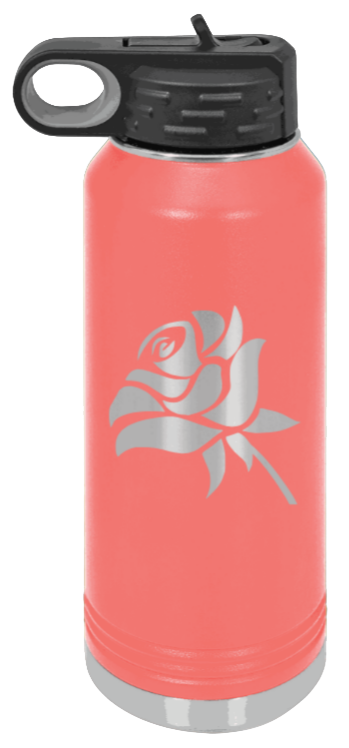 Rose - 32oz Water Bottle Laser Engraved- Coral