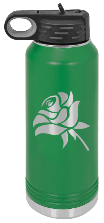 Rose - 32oz Water Bottle Laser Engraved- Green
