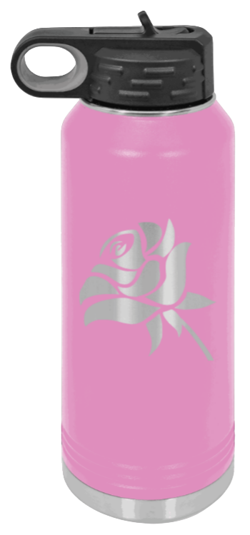 Rose - 32oz Water Bottle Laser Engraved- Light Purple