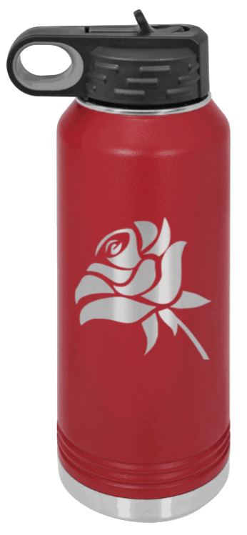 Rose - 32oz Water Bottle Laser Engraved- Maroon