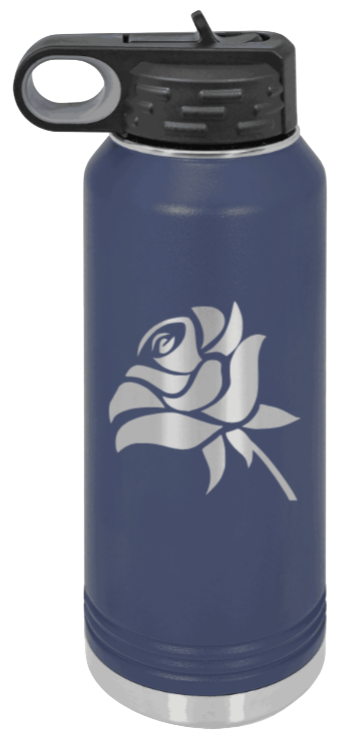 Rose - 32oz Water Bottle Laser Engraved- Navy