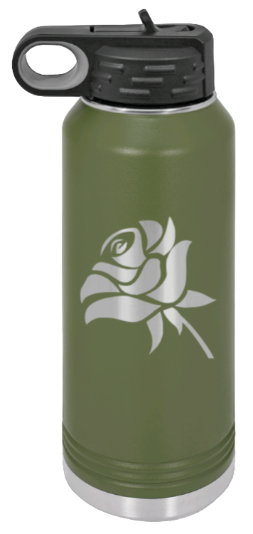 Rose - 32oz Water Bottle Laser Engraved- Olive