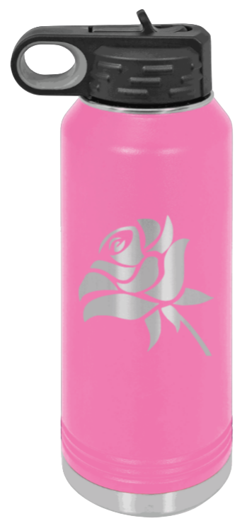 Rose - 32oz Water Bottle Laser Engraved- Pink