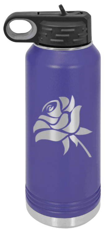 Rose - 32oz Water Bottle Laser Engraved- Purple