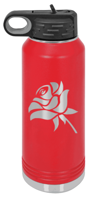 Rose - 32oz Water Bottle Laser Engraved- Red