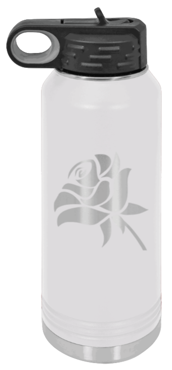 Rose - 32oz Water Bottle Laser Engraved- White