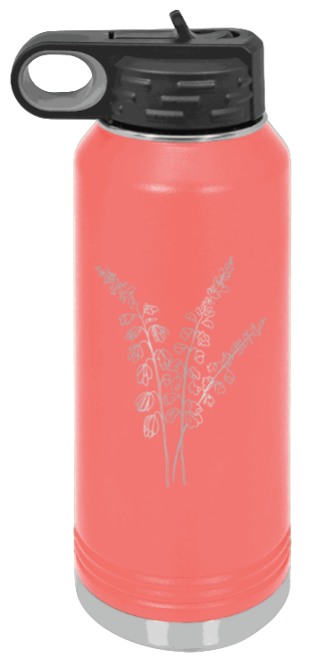 Blue Bells - 32oz Water Bottle Laser Engraved- Coral