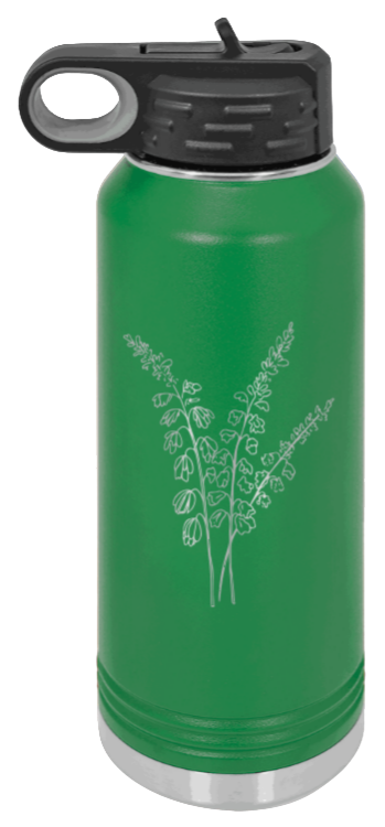 Blue Bells - 32oz Water Bottle Laser Engraved- Green