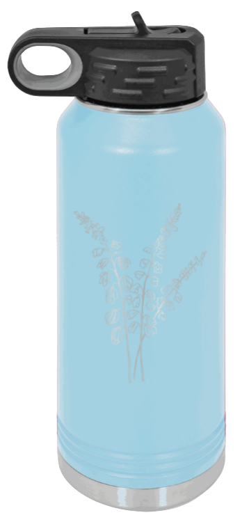 Blue Bells - 32oz Water Bottle Laser Engraved- Light Blue