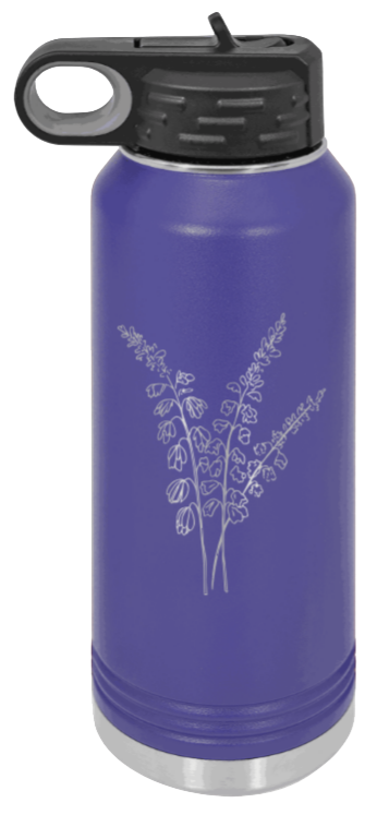 Blue Bells - 32oz Water Bottle Laser Engraved- Purple