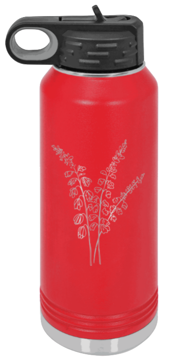 Blue Bells - 32oz Water Bottle Laser Engraved- Red