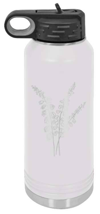 Blue Bells - 32oz Water Bottle Laser Engraved- White