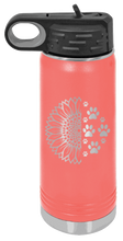 Load image into Gallery viewer, Sunflower Paws Laser Engraved Water Bottle (Etched)
