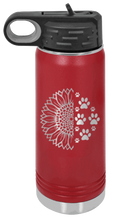 Load image into Gallery viewer, Sunflower Paws Laser Engraved Water Bottle (Etched)
