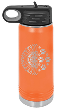 Load image into Gallery viewer, Sunflower Paws Laser Engraved Water Bottle (Etched)
