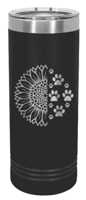 Sunflower Paws Laser Engraved Skinny Tumbler (Etched)