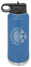 Load image into Gallery viewer, Sunflower Paws Laser Engraved Water Bottle (Etched)
