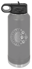 Load image into Gallery viewer, Sunflower Paws Laser Engraved Water Bottle (Etched)
