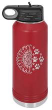 Load image into Gallery viewer, Sunflower Paws Laser Engraved Water Bottle (Etched)
