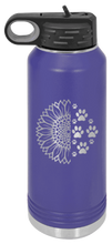 Load image into Gallery viewer, Sunflower Paws Laser Engraved Water Bottle (Etched)
