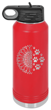 Load image into Gallery viewer, Sunflower Paws Laser Engraved Water Bottle (Etched)
