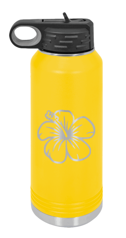 Hibiscus Flower - 32oz Water Bottle Laser Engraved- Yellow